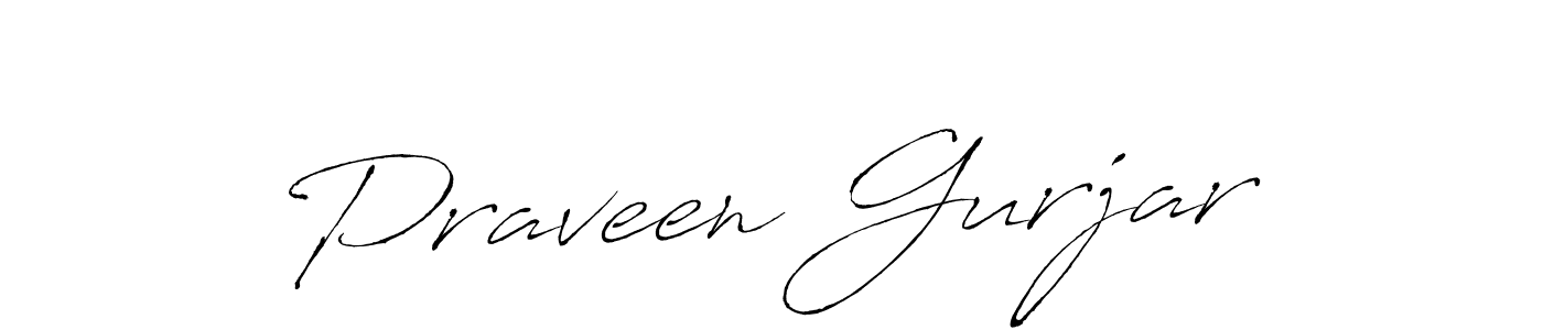 How to make Praveen Gurjar name signature. Use Antro_Vectra style for creating short signs online. This is the latest handwritten sign. Praveen Gurjar signature style 6 images and pictures png