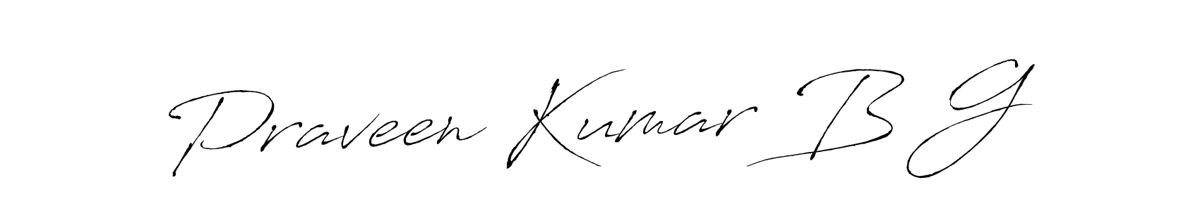 How to make Praveen Kumar B G signature? Antro_Vectra is a professional autograph style. Create handwritten signature for Praveen Kumar B G name. Praveen Kumar B G signature style 6 images and pictures png