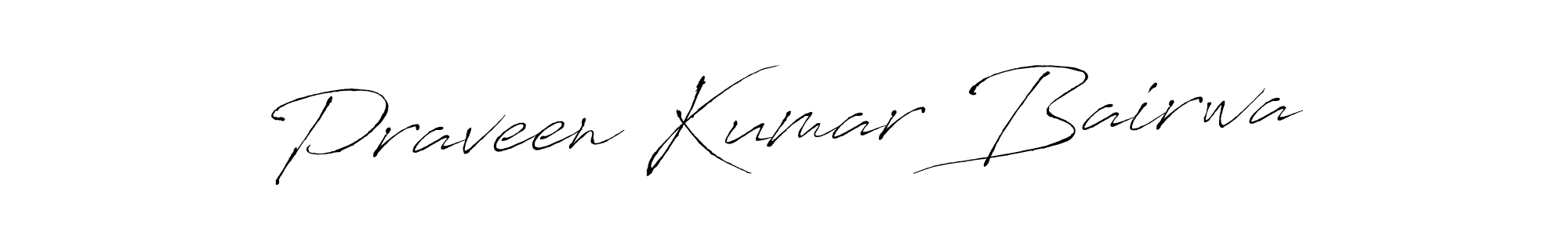The best way (Antro_Vectra) to make a short signature is to pick only two or three words in your name. The name Praveen Kumar Bairwa include a total of six letters. For converting this name. Praveen Kumar Bairwa signature style 6 images and pictures png
