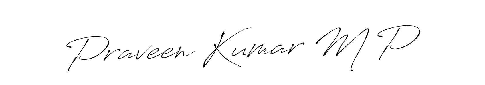 The best way (Antro_Vectra) to make a short signature is to pick only two or three words in your name. The name Praveen Kumar M P include a total of six letters. For converting this name. Praveen Kumar M P signature style 6 images and pictures png