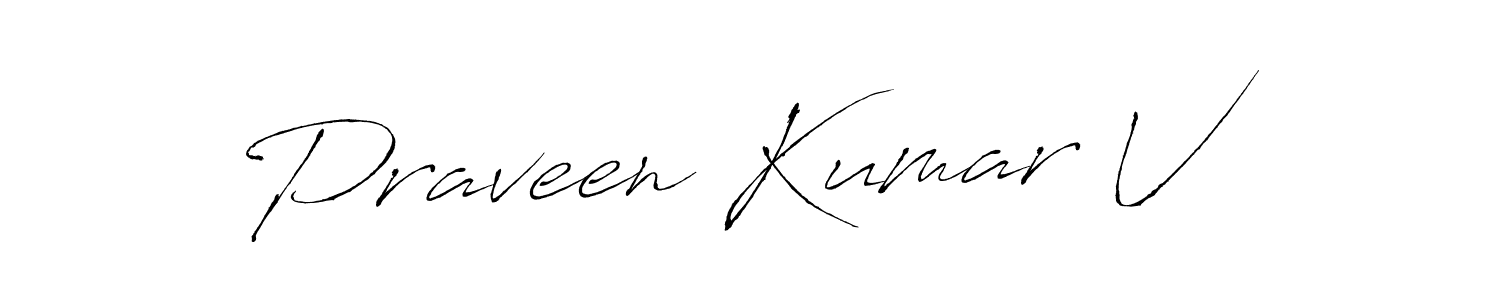 How to make Praveen Kumar V name signature. Use Antro_Vectra style for creating short signs online. This is the latest handwritten sign. Praveen Kumar V signature style 6 images and pictures png