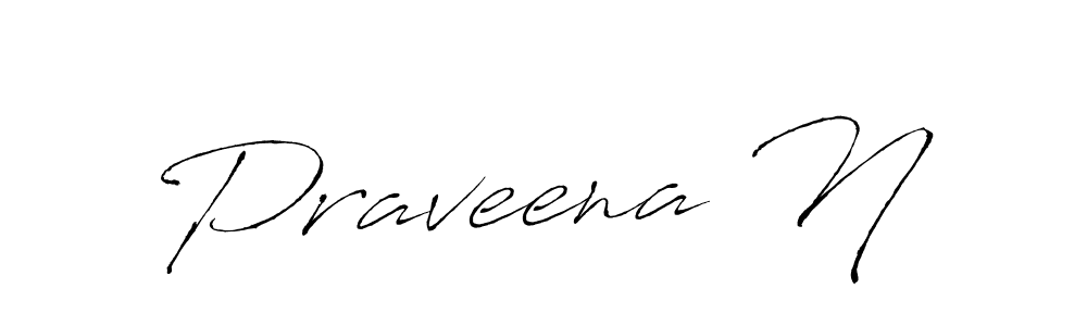 Make a beautiful signature design for name Praveena N. With this signature (Antro_Vectra) style, you can create a handwritten signature for free. Praveena N signature style 6 images and pictures png