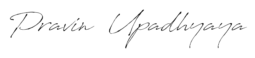 A classic penmanship look for Pravin  Upadhyaya. The Antro_Vectra font brings timeless elegance and confidence to every signed document. Pravin  Upadhyaya signature style 6 images and pictures png