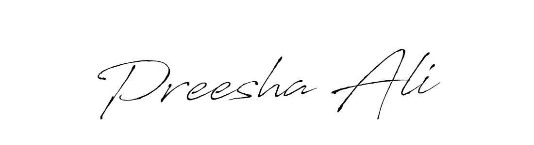 Make a beautiful signature design for name Preesha Ali. With this signature (Antro_Vectra) style, you can create a handwritten signature for free. Preesha Ali signature style 6 images and pictures png