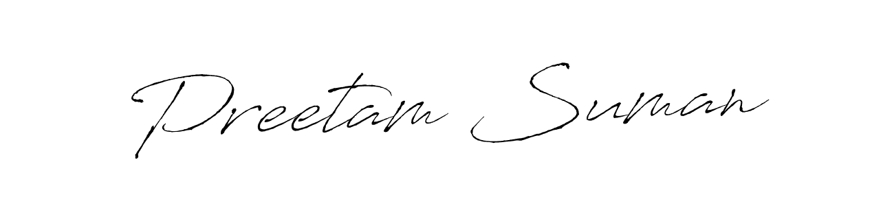 How to make Preetam Suman name signature. Use Antro_Vectra style for creating short signs online. This is the latest handwritten sign. Preetam Suman signature style 6 images and pictures png