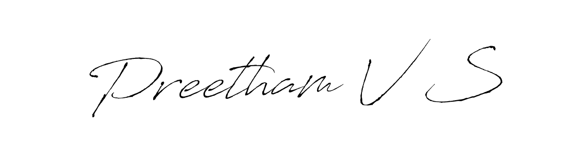 The best way (Antro_Vectra) to make a short signature is to pick only two or three words in your name. The name Preetham V S include a total of six letters. For converting this name. Preetham V S signature style 6 images and pictures png