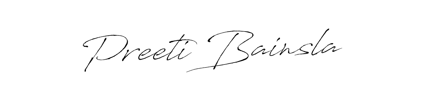 How to make Preeti Bainsla name signature. Use Antro_Vectra style for creating short signs online. This is the latest handwritten sign. Preeti Bainsla signature style 6 images and pictures png