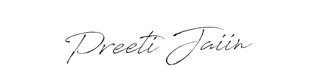 Create a beautiful signature design for name Preeti Jaiin. With this signature (Antro_Vectra) fonts, you can make a handwritten signature for free. Preeti Jaiin signature style 6 images and pictures png