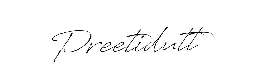 How to make Preetidutt name signature. Use Antro_Vectra style for creating short signs online. This is the latest handwritten sign. Preetidutt signature style 6 images and pictures png