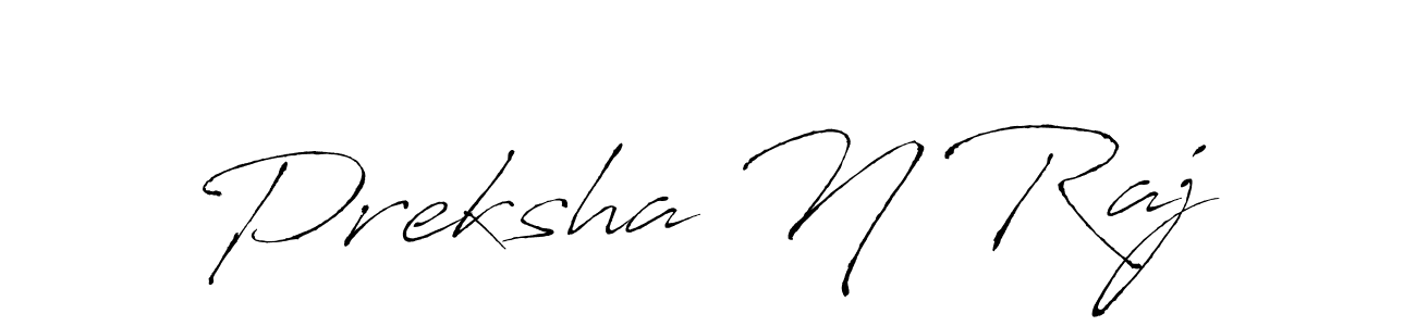 Make a beautiful signature design for name Preksha N Raj. With this signature (Antro_Vectra) style, you can create a handwritten signature for free. Preksha N Raj signature style 6 images and pictures png