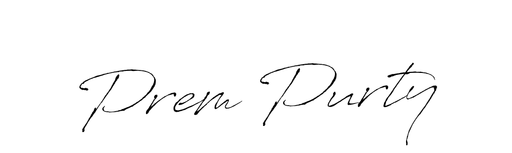 How to make Prem Purty name signature. Use Antro_Vectra style for creating short signs online. This is the latest handwritten sign. Prem Purty signature style 6 images and pictures png