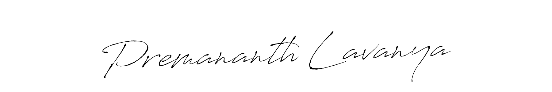 How to make Premananth Lavanya name signature. Use Antro_Vectra style for creating short signs online. This is the latest handwritten sign. Premananth Lavanya signature style 6 images and pictures png