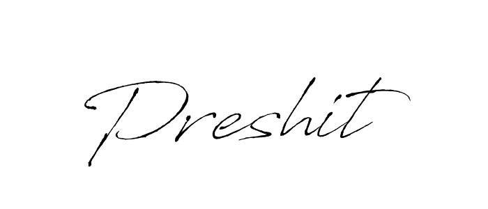 Design your own signature with our free online signature maker. With this signature software, you can create a handwritten (Antro_Vectra) signature for name Preshit. Preshit signature style 6 images and pictures png