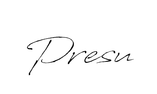 Antro_Vectra is a professional signature style that is perfect for those who want to add a touch of class to their signature. It is also a great choice for those who want to make their signature more unique. Get Presu name to fancy signature for free. Presu signature style 6 images and pictures png