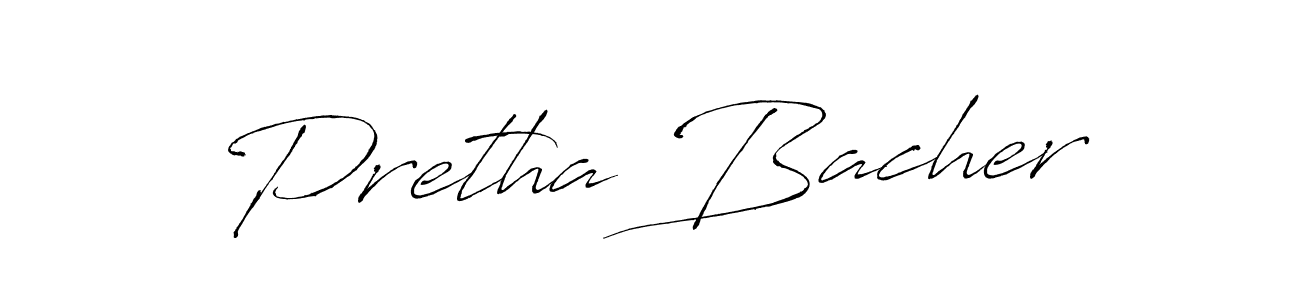 Similarly Antro_Vectra is the best handwritten signature design. Signature creator online .You can use it as an online autograph creator for name Pretha Bacher. Pretha Bacher signature style 6 images and pictures png