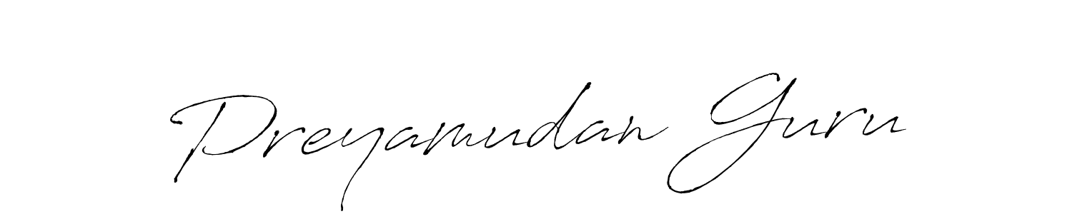 Create a beautiful signature design for name Preyamudan Guru. With this signature (Antro_Vectra) fonts, you can make a handwritten signature for free. Preyamudan Guru signature style 6 images and pictures png