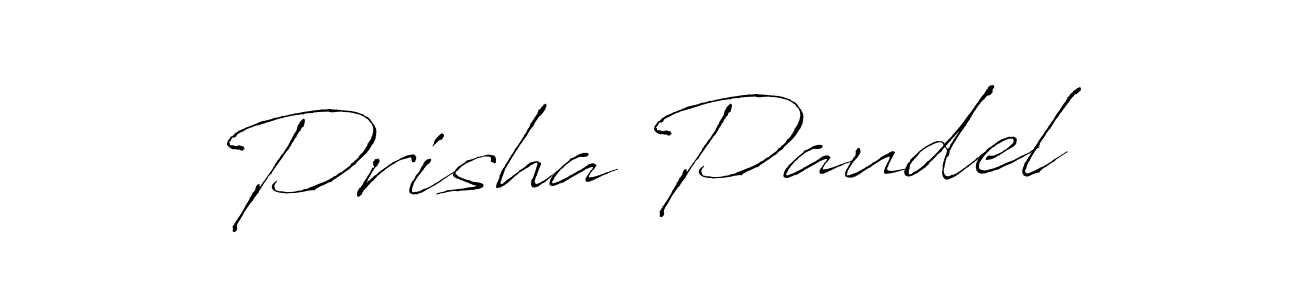 How to make Prisha Paudel name signature. Use Antro_Vectra style for creating short signs online. This is the latest handwritten sign. Prisha Paudel signature style 6 images and pictures png