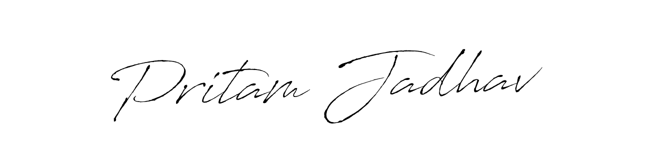 How to make Pritam Jadhav name signature. Use Antro_Vectra style for creating short signs online. This is the latest handwritten sign. Pritam Jadhav signature style 6 images and pictures png