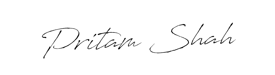 How to make Pritam Shah name signature. Use Antro_Vectra style for creating short signs online. This is the latest handwritten sign. Pritam Shah signature style 6 images and pictures png