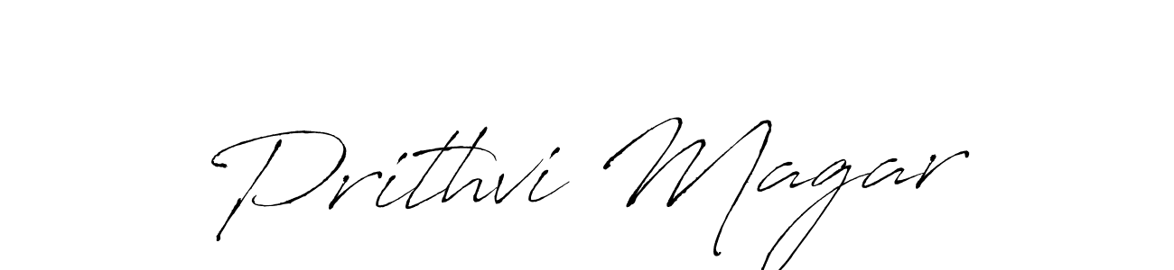 Design your own signature with our free online signature maker. With this signature software, you can create a handwritten (Antro_Vectra) signature for name Prithvi Magar. Prithvi Magar signature style 6 images and pictures png