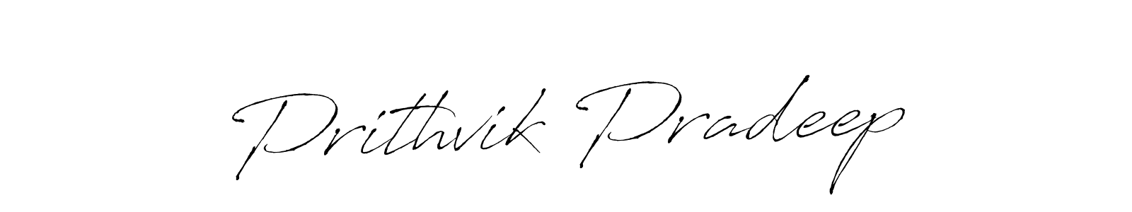 How to make Prithvik Pradeep name signature. Use Antro_Vectra style for creating short signs online. This is the latest handwritten sign. Prithvik Pradeep signature style 6 images and pictures png