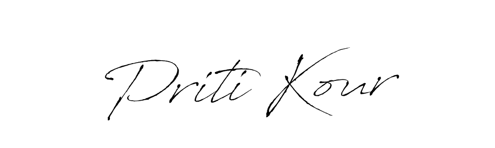 if you are searching for the best signature style for your name Priti Kour. so please give up your signature search. here we have designed multiple signature styles  using Antro_Vectra. Priti Kour signature style 6 images and pictures png