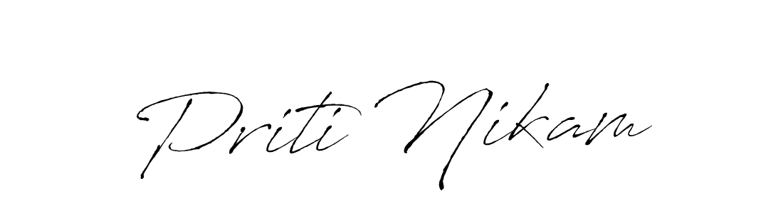 How to make Priti Nikam name signature. Use Antro_Vectra style for creating short signs online. This is the latest handwritten sign. Priti Nikam signature style 6 images and pictures png