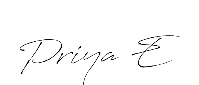 Similarly Antro_Vectra is the best handwritten signature design. Signature creator online .You can use it as an online autograph creator for name Priya E. Priya E signature style 6 images and pictures png