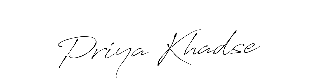 How to make Priya Khadse name signature. Use Antro_Vectra style for creating short signs online. This is the latest handwritten sign. Priya Khadse signature style 6 images and pictures png