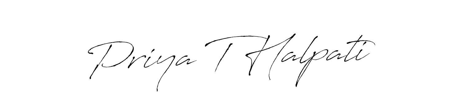 The best way (Antro_Vectra) to make a short signature is to pick only two or three words in your name. The name Priya T Halpati include a total of six letters. For converting this name. Priya T Halpati signature style 6 images and pictures png