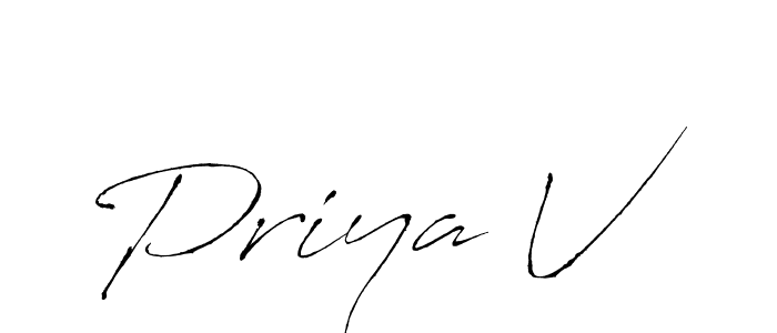 Similarly Antro_Vectra is the best handwritten signature design. Signature creator online .You can use it as an online autograph creator for name Priya V. Priya V signature style 6 images and pictures png