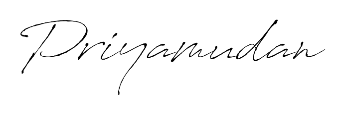 The Antro_Vectra handwriting style adds charm and authenticity to name Priyamudan. A wonderful choice for personal thank-you notes. Priyamudan signature style 6 images and pictures png