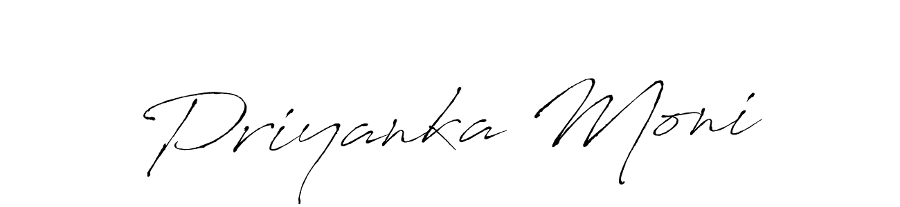 How to make Priyanka Moni name signature. Use Antro_Vectra style for creating short signs online. This is the latest handwritten sign. Priyanka Moni signature style 6 images and pictures png