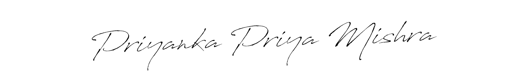 Make a beautiful signature design for name Priyanka Priya Mishra. With this signature (Antro_Vectra) style, you can create a handwritten signature for free. Priyanka Priya Mishra signature style 6 images and pictures png
