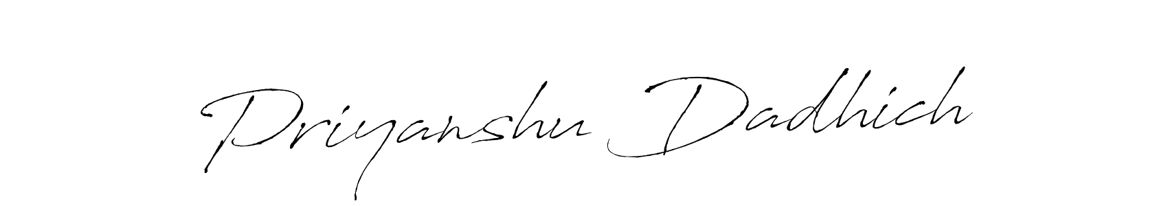 The best way (Antro_Vectra) to make a short signature is to pick only two or three words in your name. The name Priyanshu Dadhich include a total of six letters. For converting this name. Priyanshu Dadhich signature style 6 images and pictures png