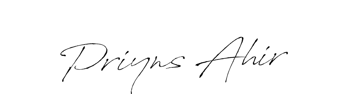 Make a beautiful signature design for name Priyns Ahir. With this signature (Antro_Vectra) style, you can create a handwritten signature for free. Priyns Ahir signature style 6 images and pictures png