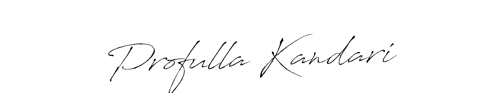 The best way (Antro_Vectra) to make a short signature is to pick only two or three words in your name. The name Profulla Kandari include a total of six letters. For converting this name. Profulla Kandari signature style 6 images and pictures png