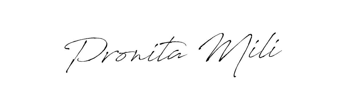 Make a beautiful signature design for name Pronita Mili. With this signature (Antro_Vectra) style, you can create a handwritten signature for free. Pronita Mili signature style 6 images and pictures png