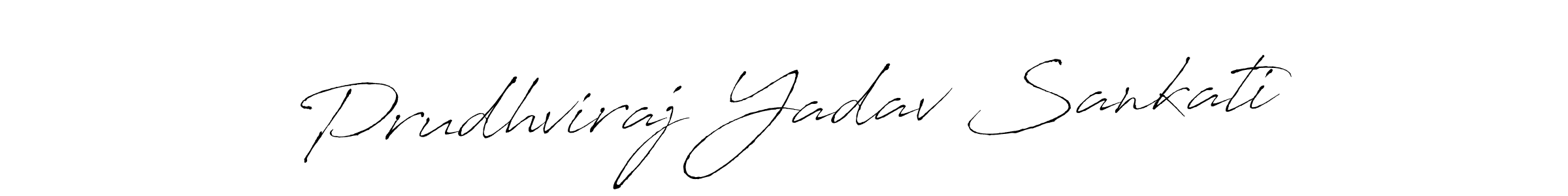 How to make Prudhviraj Yadav Sankati name signature. Use Antro_Vectra style for creating short signs online. This is the latest handwritten sign. Prudhviraj Yadav Sankati signature style 6 images and pictures png