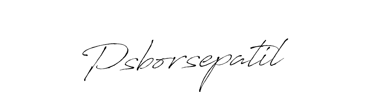 The best way (Antro_Vectra) to make a short signature is to pick only two or three words in your name. The name Psborsepatil include a total of six letters. For converting this name. Psborsepatil signature style 6 images and pictures png