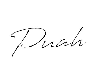 Puah stylish signature style. Best Handwritten Sign (Antro_Vectra) for my name. Handwritten Signature Collection Ideas for my name Puah. Puah signature style 6 images and pictures png