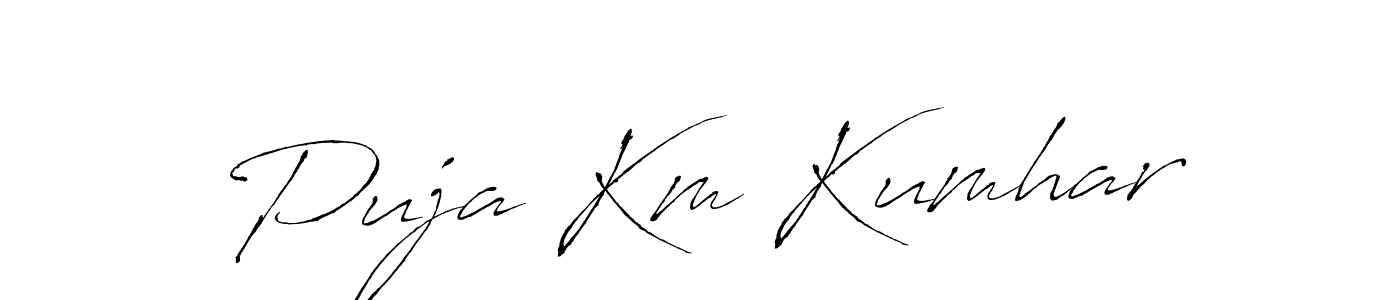 Make a beautiful signature design for name Puja Km Kumhar. With this signature (Antro_Vectra) style, you can create a handwritten signature for free. Puja Km Kumhar signature style 6 images and pictures png