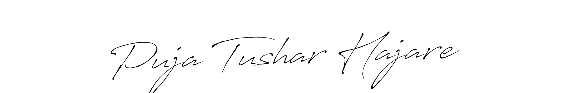 Antro_Vectra is a professional signature style that is perfect for those who want to add a touch of class to their signature. It is also a great choice for those who want to make their signature more unique. Get Puja Tushar Hajare name to fancy signature for free. Puja Tushar Hajare signature style 6 images and pictures png