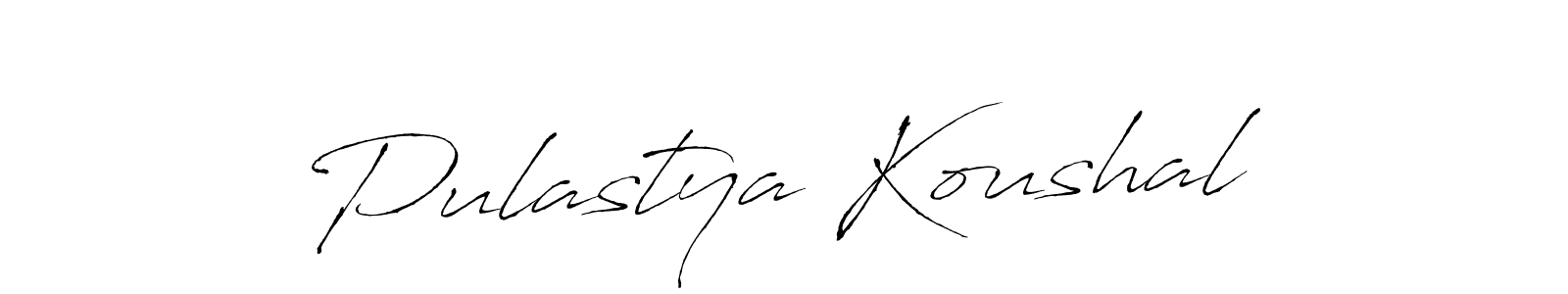 How to make Pulastya Koushal name signature. Use Antro_Vectra style for creating short signs online. This is the latest handwritten sign. Pulastya Koushal signature style 6 images and pictures png