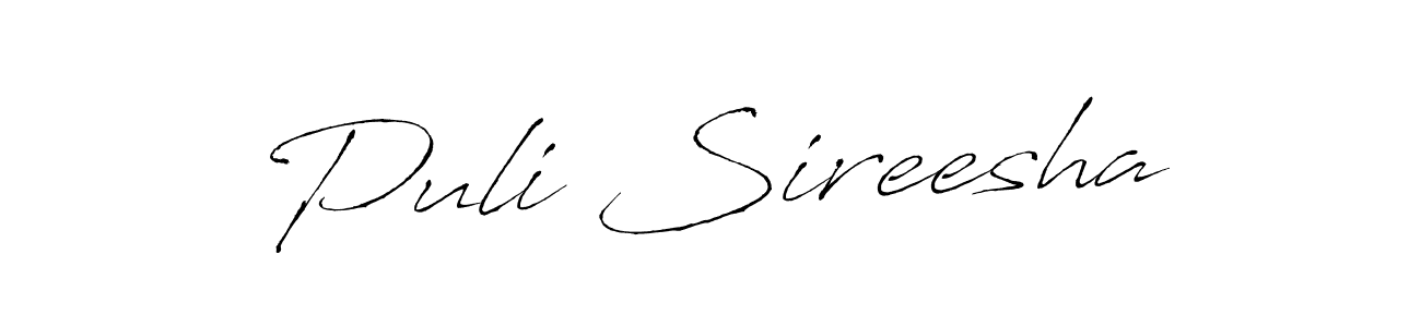 Create a beautiful signature design for name Puli Sireesha. With this signature (Antro_Vectra) fonts, you can make a handwritten signature for free. Puli Sireesha signature style 6 images and pictures png