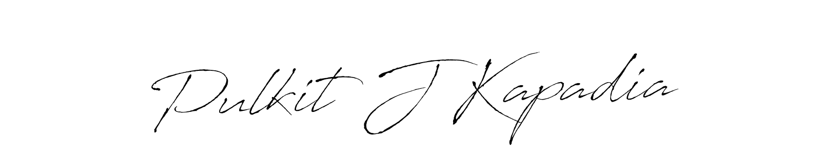 How to make Pulkit J Kapadia name signature. Use Antro_Vectra style for creating short signs online. This is the latest handwritten sign. Pulkit J Kapadia signature style 6 images and pictures png