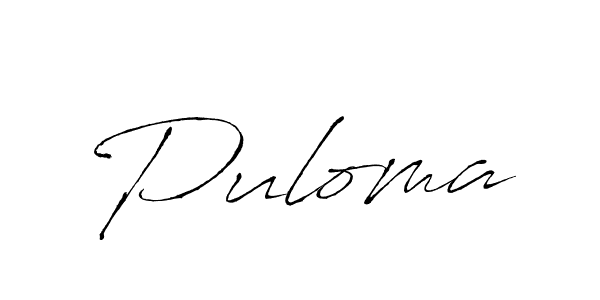 Design your own signature with our free online signature maker. With this signature software, you can create a handwritten (Antro_Vectra) signature for name Puloma. Puloma signature style 6 images and pictures png