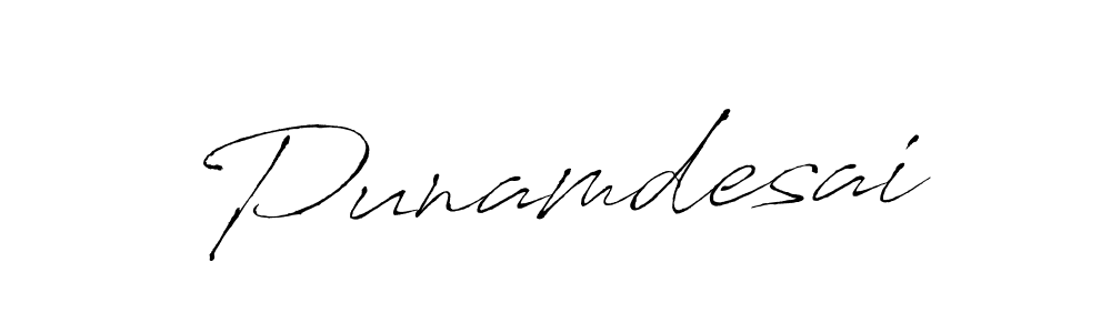 Make a beautiful signature design for name Punamdesai. With this signature (Antro_Vectra) style, you can create a handwritten signature for free. Punamdesai signature style 6 images and pictures png