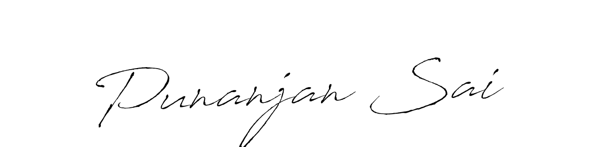 The best way (Antro_Vectra) to make a short signature is to pick only two or three words in your name. The name Punanjan Sai include a total of six letters. For converting this name. Punanjan Sai signature style 6 images and pictures png