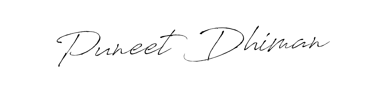 Design your own signature with our free online signature maker. With this signature software, you can create a handwritten (Antro_Vectra) signature for name Puneet Dhiman. Puneet Dhiman signature style 6 images and pictures png